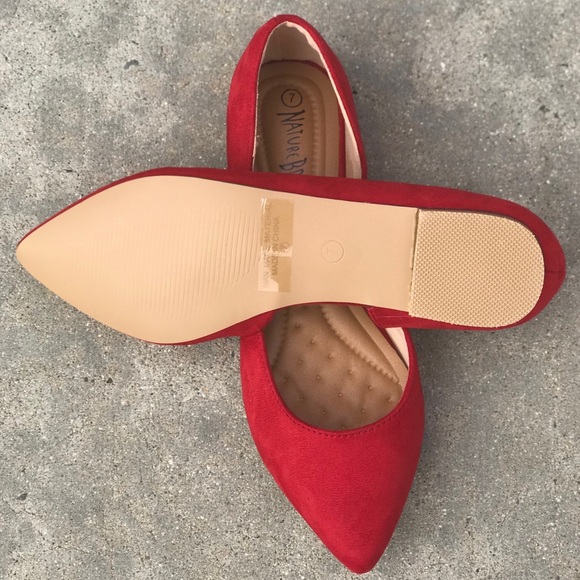 1 Left! Size 8.5 Nature Breeze Red Pointy Toe Flat - Picture 3 of 8
